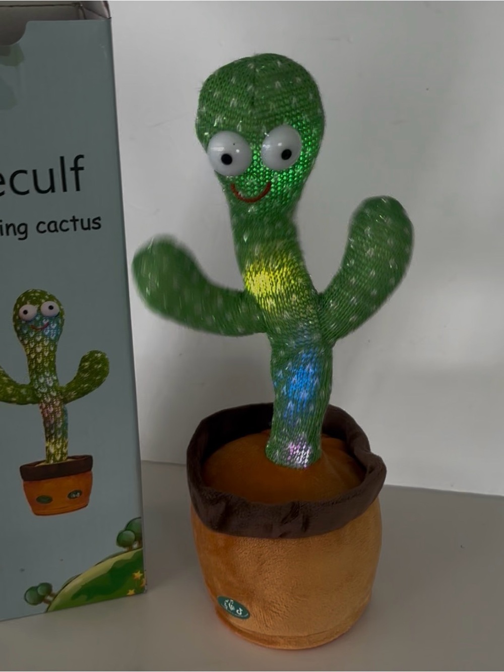 LED Green Dancing Cactus Plush with Tan Pot